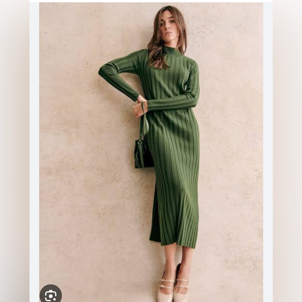 Sezane, Sézane - Katrina dress in forest green. 100% merino. Perfect condition.